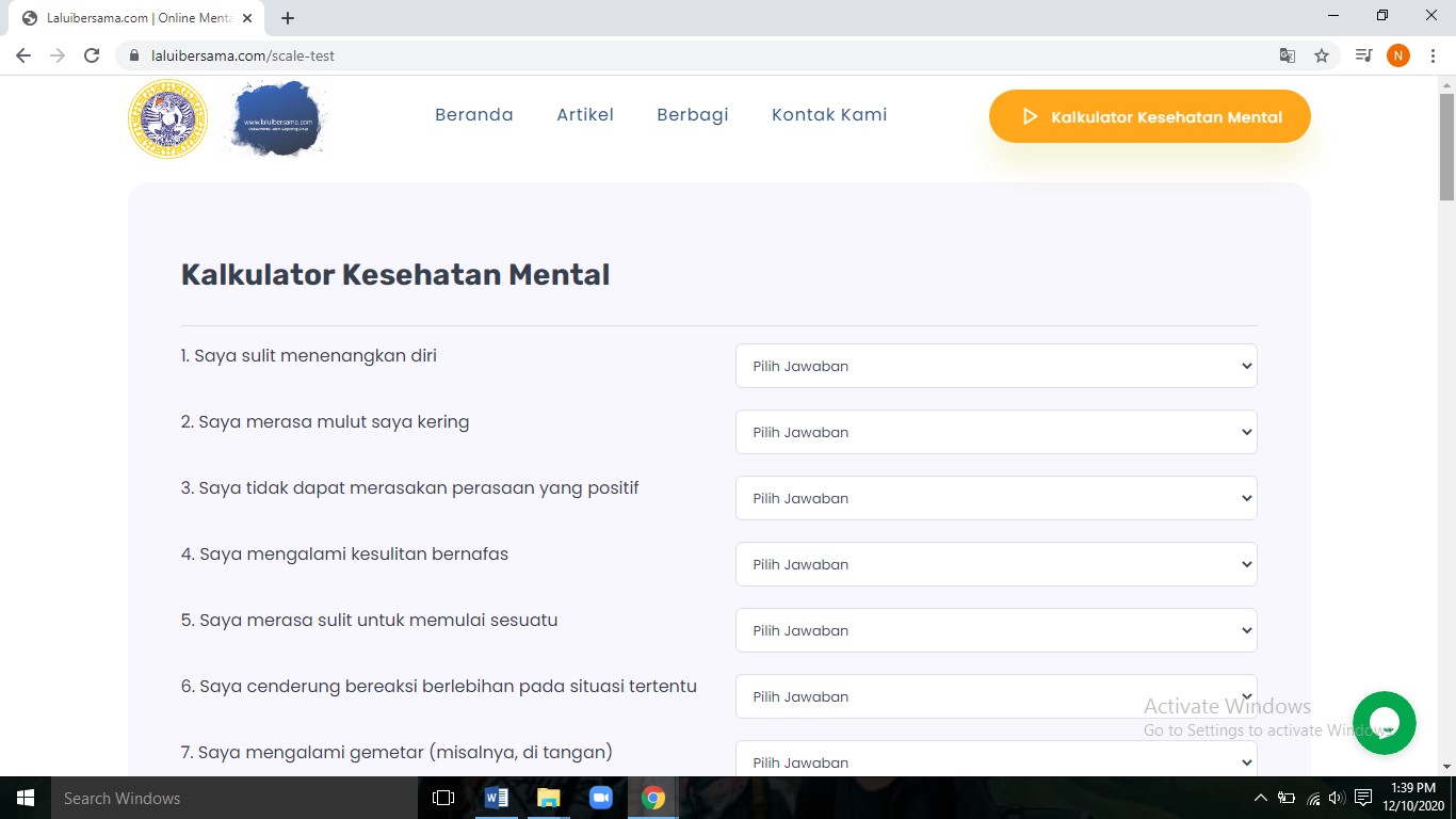 Read more about the article Tim FK UNAIR Bentuk Kalkulator Kesehatan Mental Saat Pandemi Lewat Website