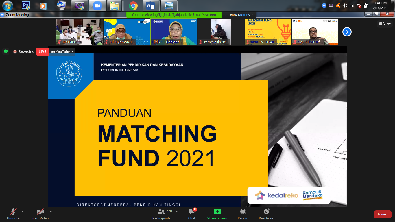 Read more about the article Ada Lima Proposal Unggulan UNAIR di Matching Fund 2021