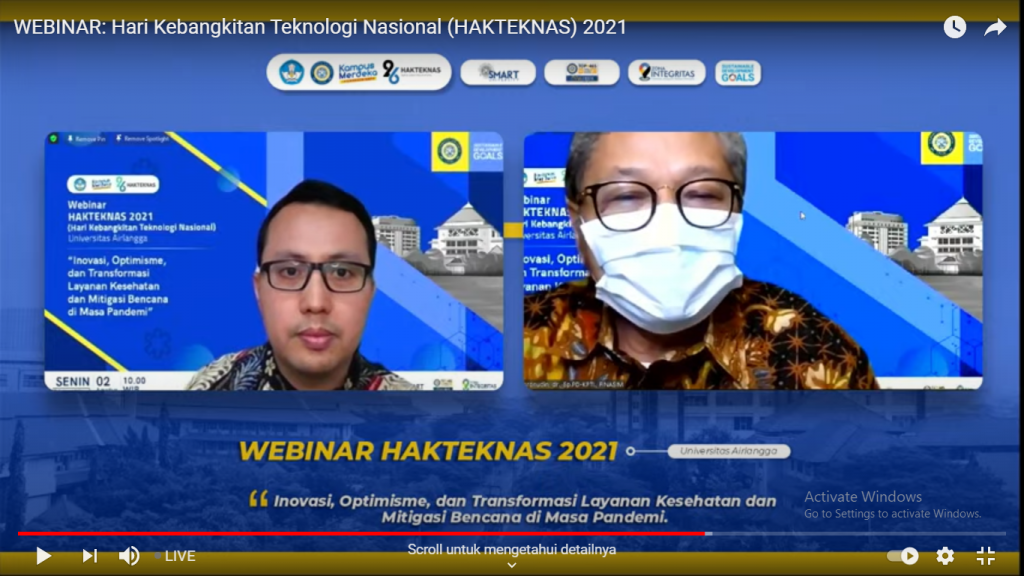 Prof. Dr. Nasronudin, dr., Sp.PD-KPTI., FINASIM as the director of RSUA in the 2021 National Technology Awakening Day (HAKTEKNAS) webinar