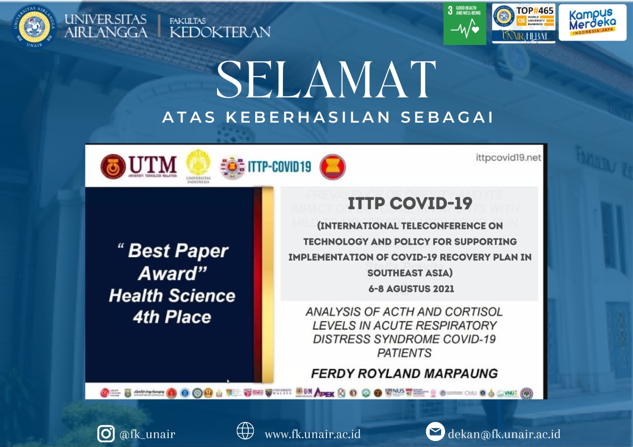 Read more about the article Teliti Manajemen Penanganan Pasien Covid-19 Kritis, Tim FK UNAIR Raih Best Paper ITTP-COVID-19 ASEAN