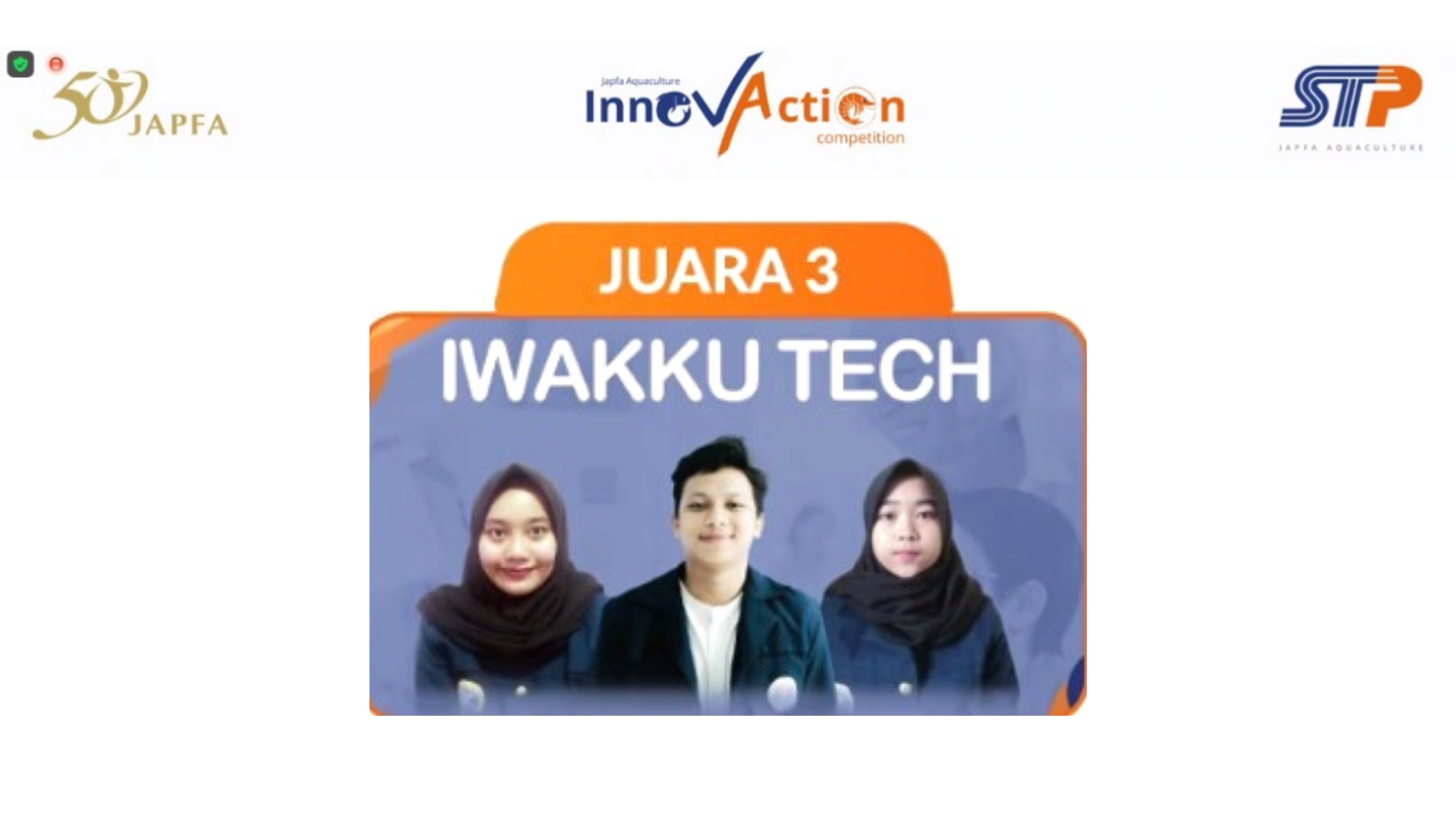 Tim Iwakku Tech Raih Juara III Japfa Aquaculture InnovAction Competition 2021