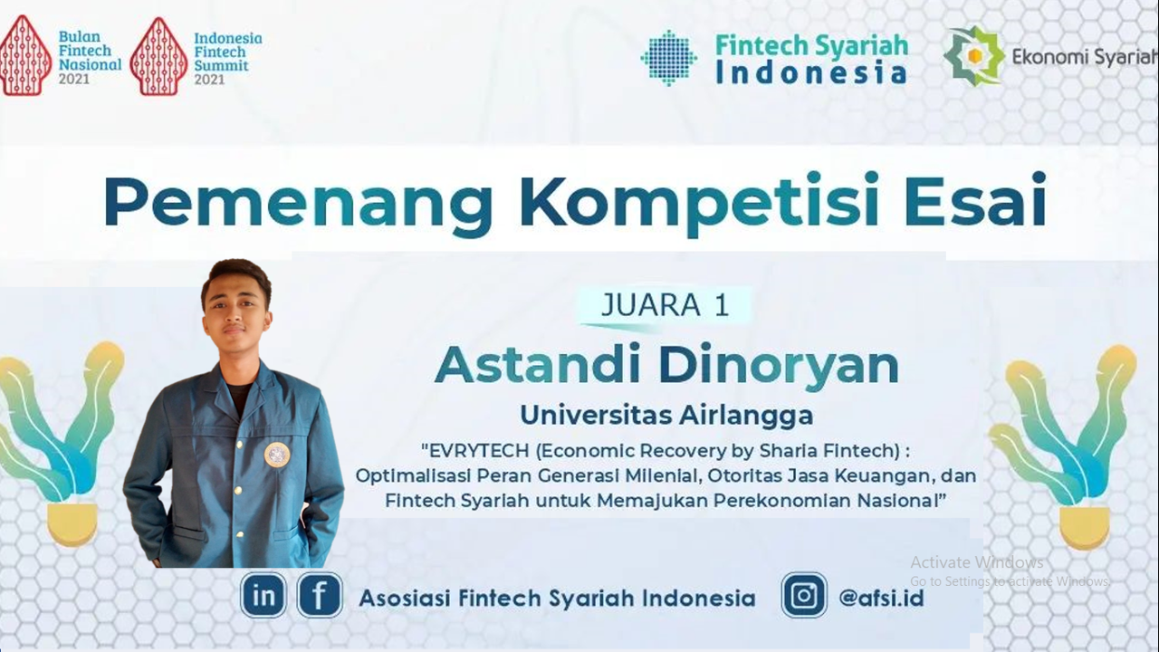 Read more about the article Gagas Ide Aplikasi Fintech Syariah Anti Penipuan, Astandi Raih Juara I Lomba Esai Nasional